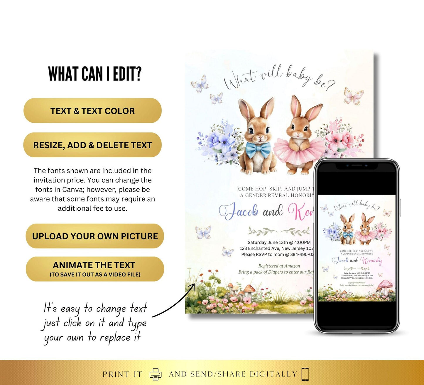 Gender Reveal Digital Invitation
