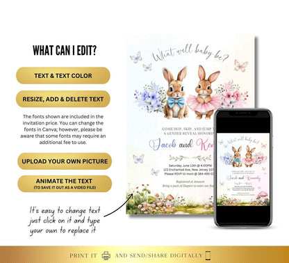 Gender Reveal Digital Invitation