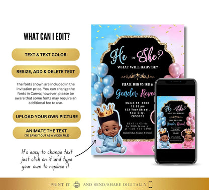 Gender Reveal Digital Invitation