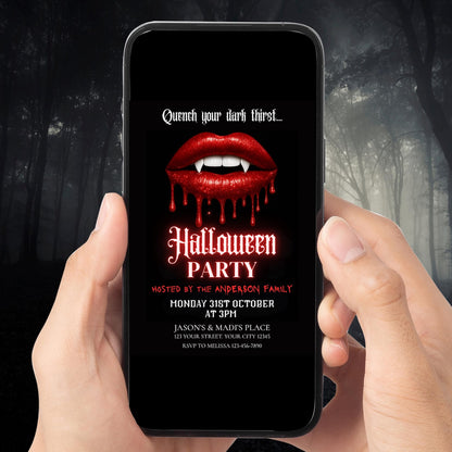 Halloween Vampire Lips Invite Digital and Printable