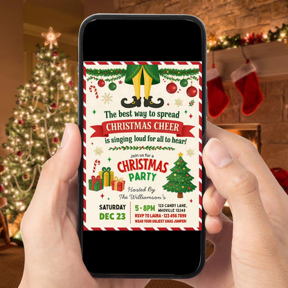 Editable Elf Christmas Party Invite |  Birthday Party Invitation | Digital and Printable