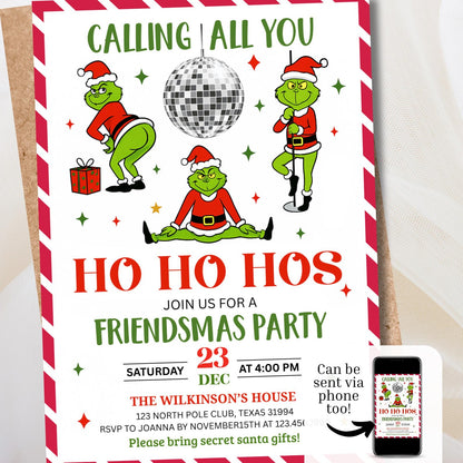 Christmas Girls Night Ho Ho Hos Christmas Party Invite |  Festive Funny Invitation | Digital and Printable (Copy)