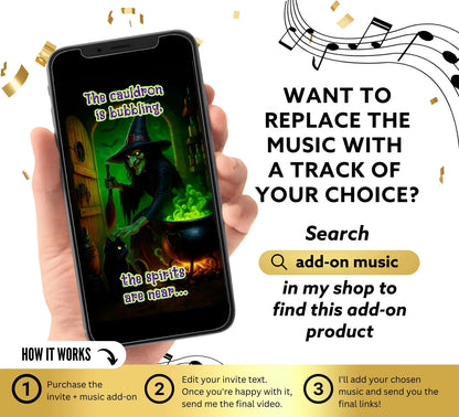 Scary Green Witch Bubbling Cauldron Halloween Party Video Invitation