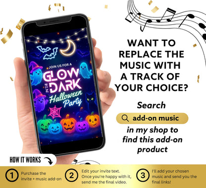 Editable Glow In The Dark Halloween Party Video Invitation