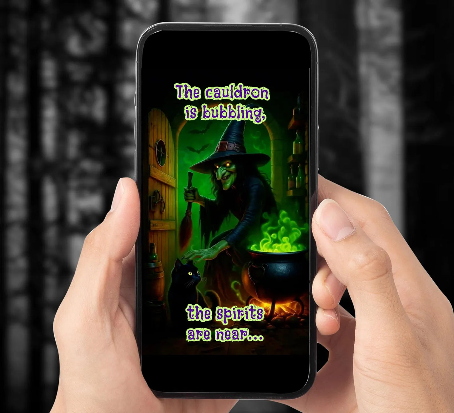 Scary Green Witch Bubbling Cauldron Halloween Party Video Invitation