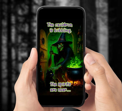 Scary Green Witch Bubbling Cauldron Halloween Party Video Invitation