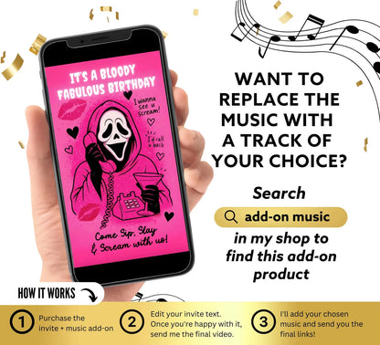 Scary Mask Pink Ghost Halloween Party Video Invitation