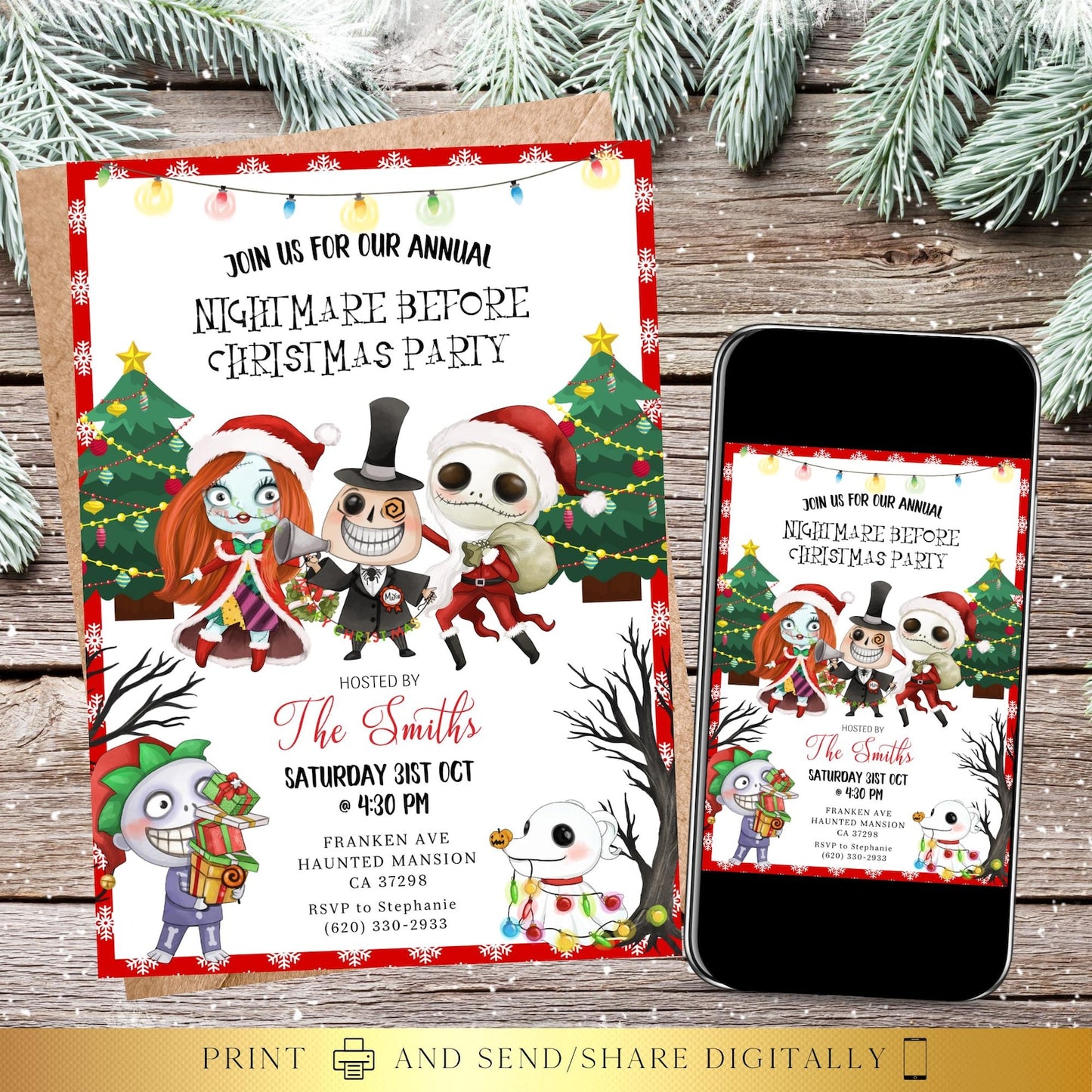 Spooky Christmas Party Invite |  Birthday Party Invitation | Digital and Printable