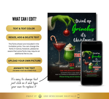 Christmas Drinks Party Invite |  Festive Funny Invitation | Digital and Printable