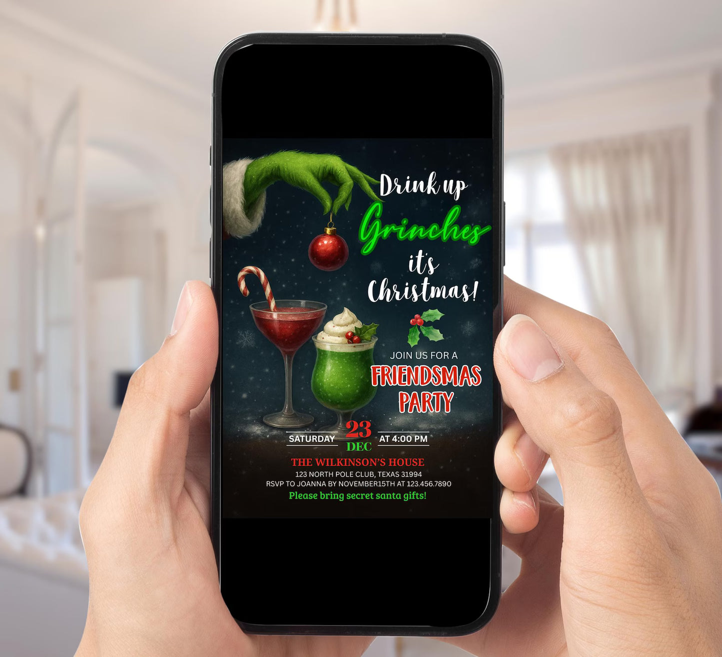 Christmas Drinks Party Invite |  Festive Funny Invitation | Digital and Printable