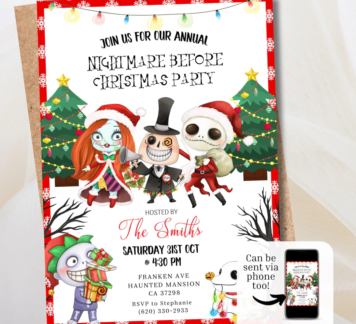 Spooky Christmas Party Invite |  Birthday Party Invitation | Digital and Printable