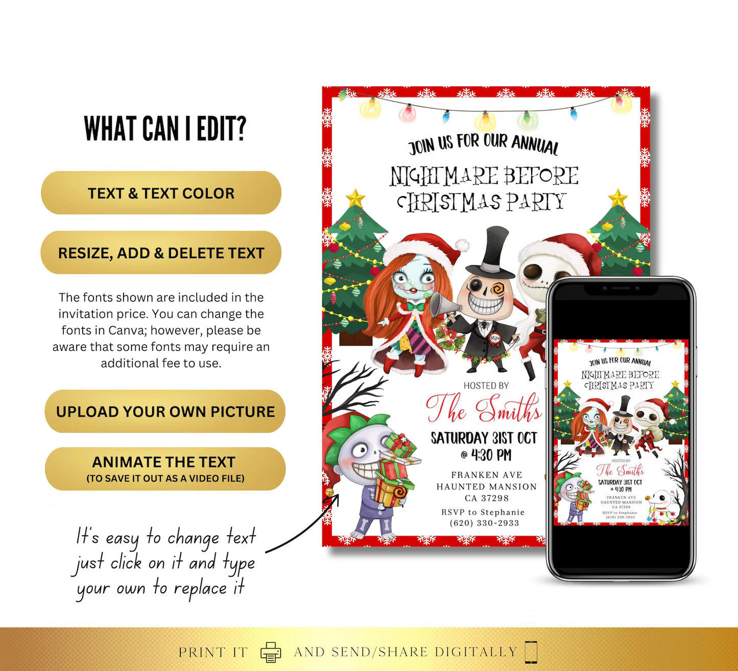 Spooky Christmas Party Invite |  Birthday Party Invitation | Digital and Printable