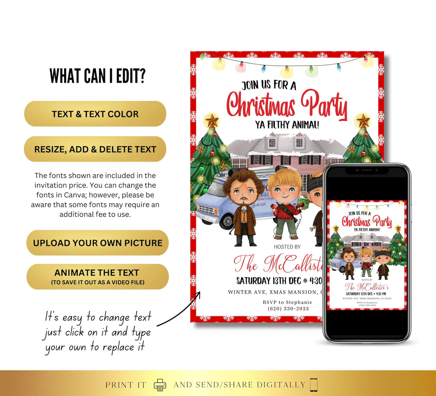 Editable Christmas Party Invite | Digital and Printable