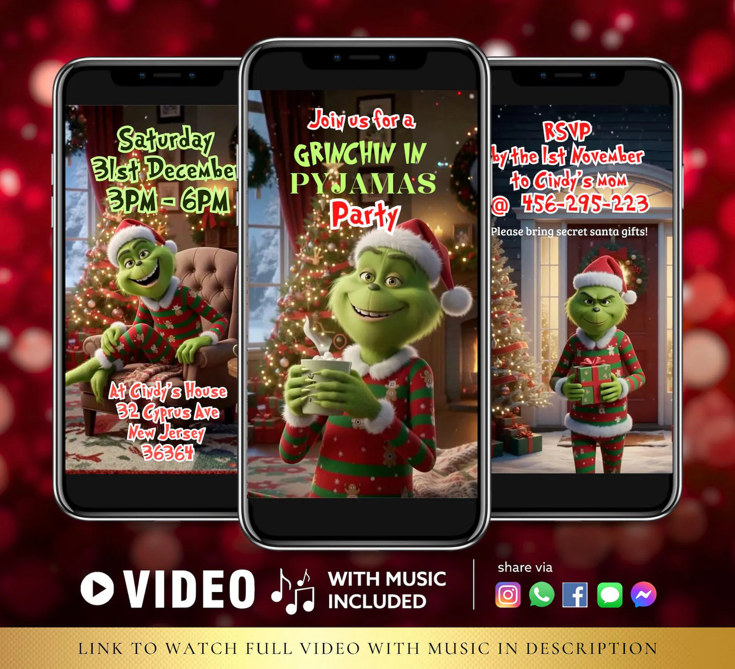 Holiday Pajama Christmas Party Video Invite