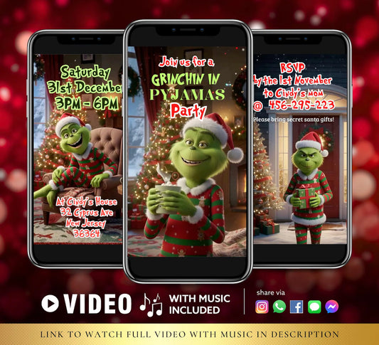 Holiday Pajama Christmas Party Video Invite