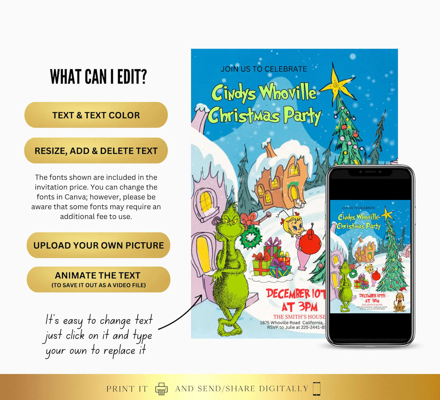 Editable Christmas Party Invite | Digital and Printable