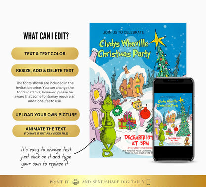 Editable Christmas Party Invite | Digital and Printable