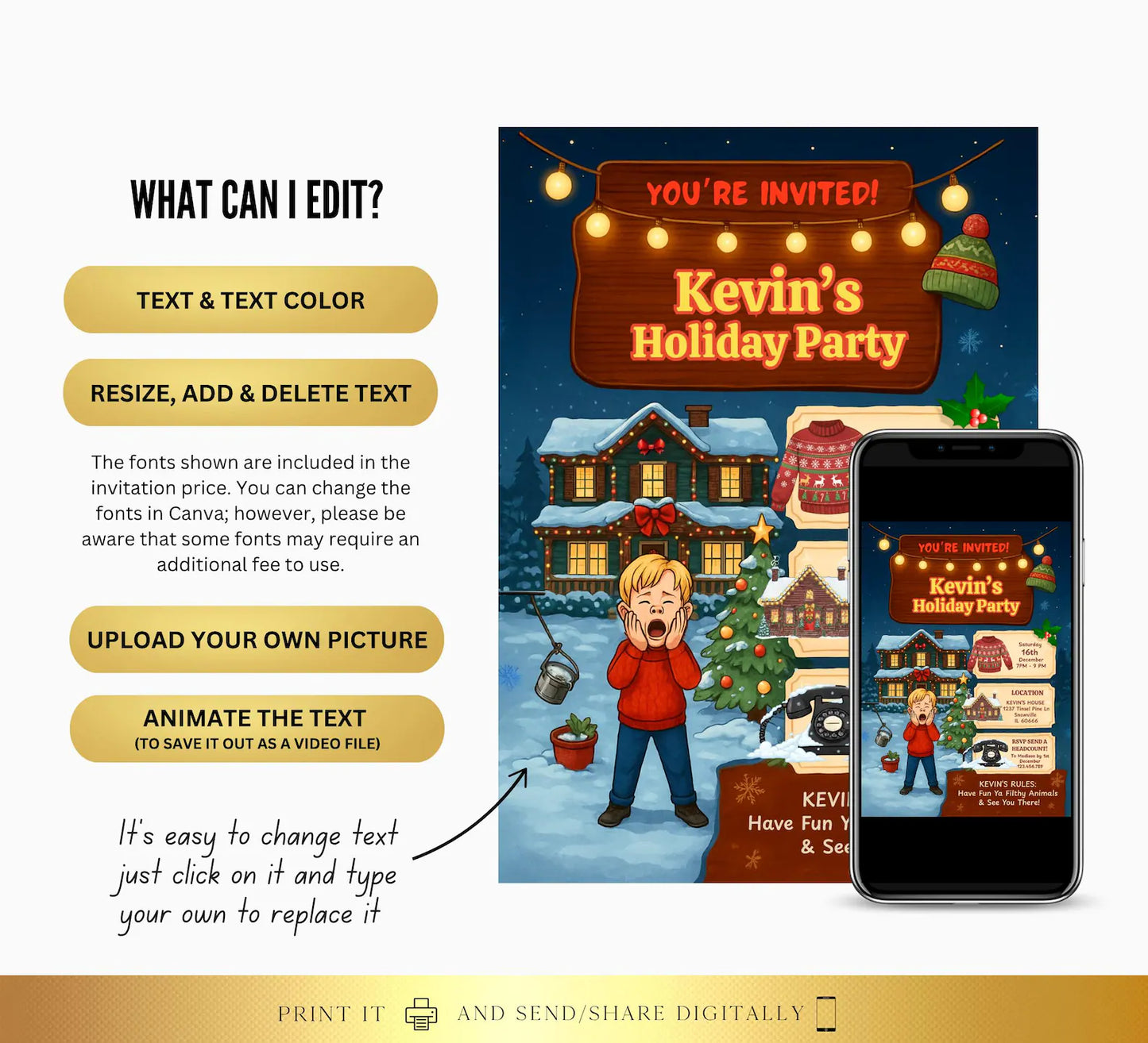 Editable Christmas Party Invite | Digital and Printable