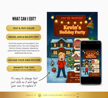 Editable Christmas Party Invite | Digital and Printable