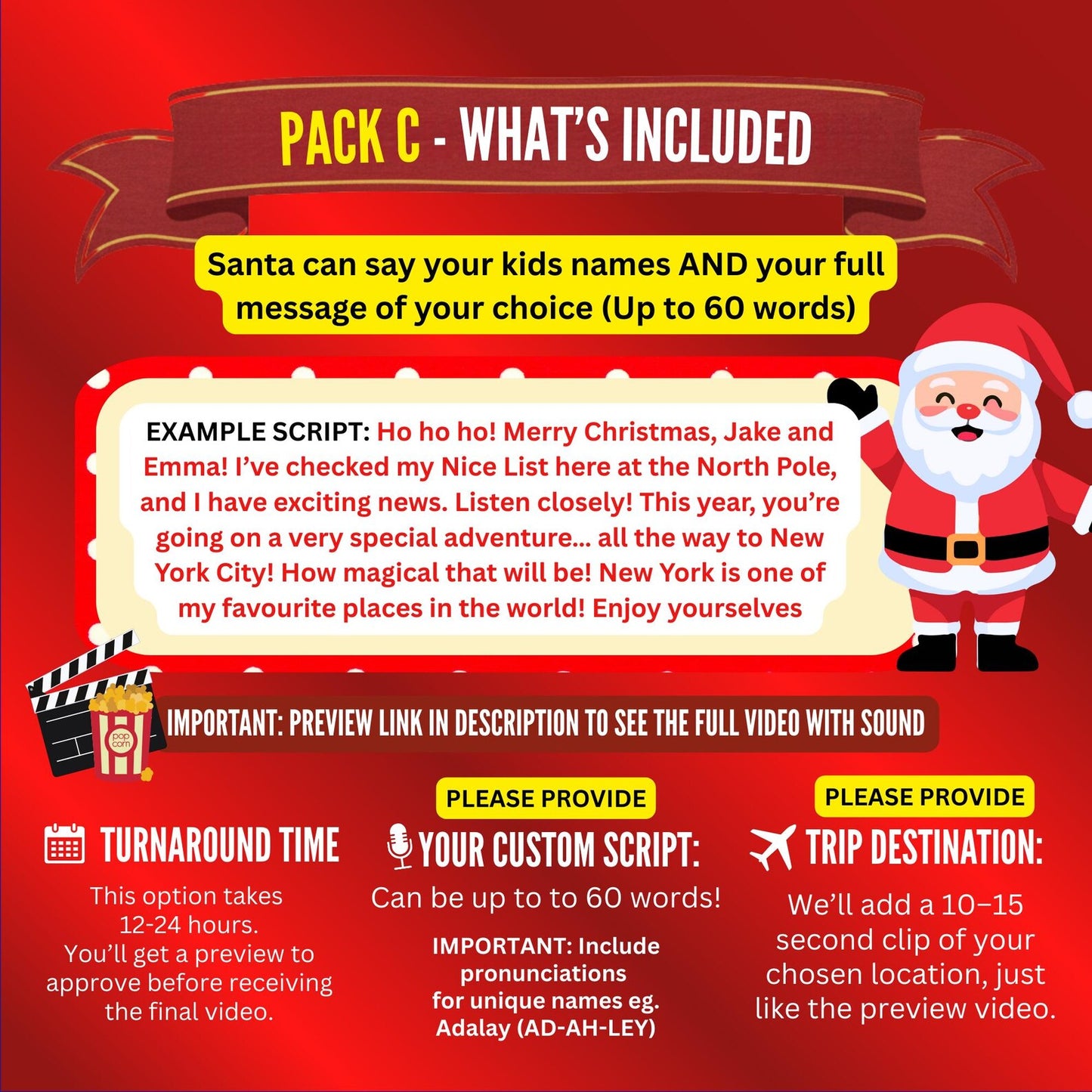 Personalized Santa Trip Reveal Video