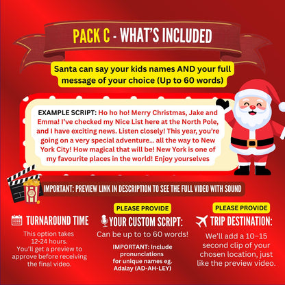 Personalized Santa Trip Reveal Video