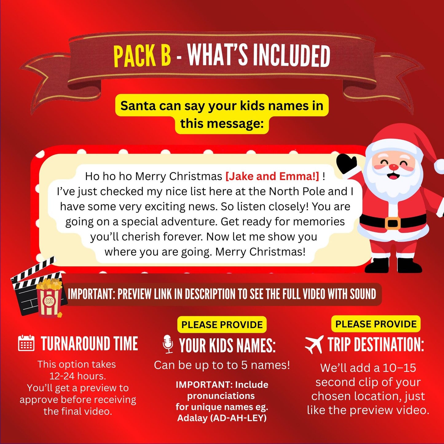 Personalized Santa Trip Reveal Video
