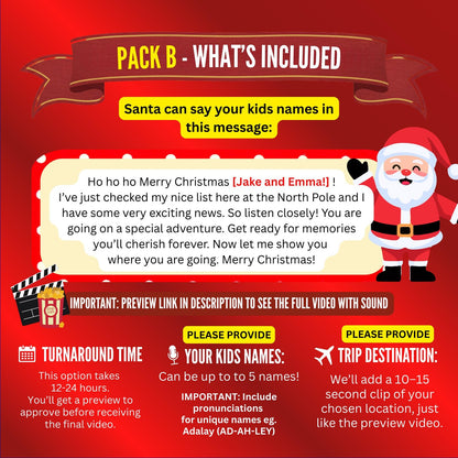 Personalized Santa Trip Reveal Video