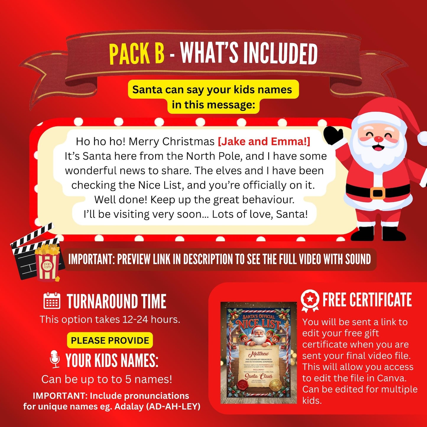 Personalized Santa Nice List Video