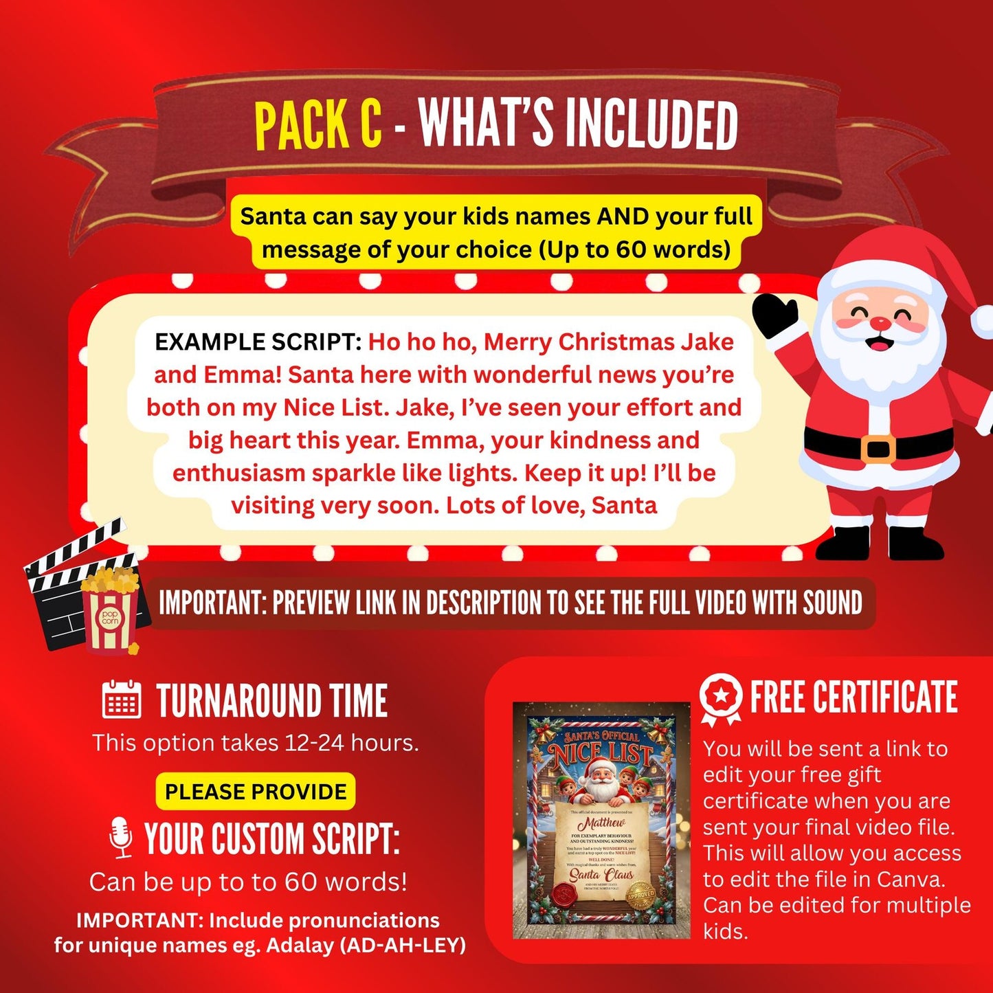 Personalized Santa Nice List Video