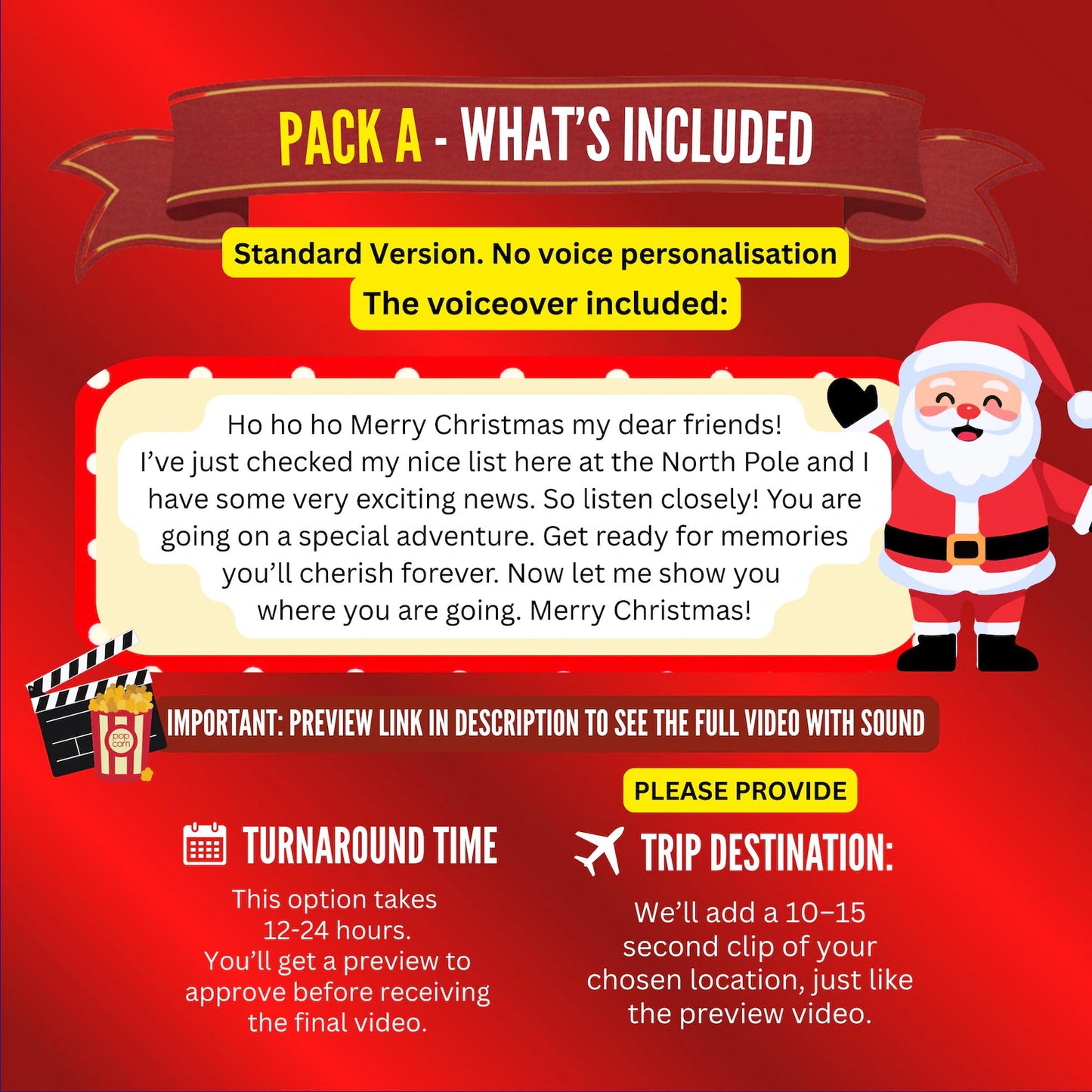 Personalized Santa Trip Reveal Video