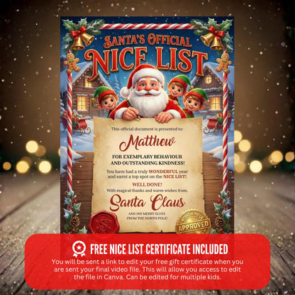 Personalized Santa Nice List Video