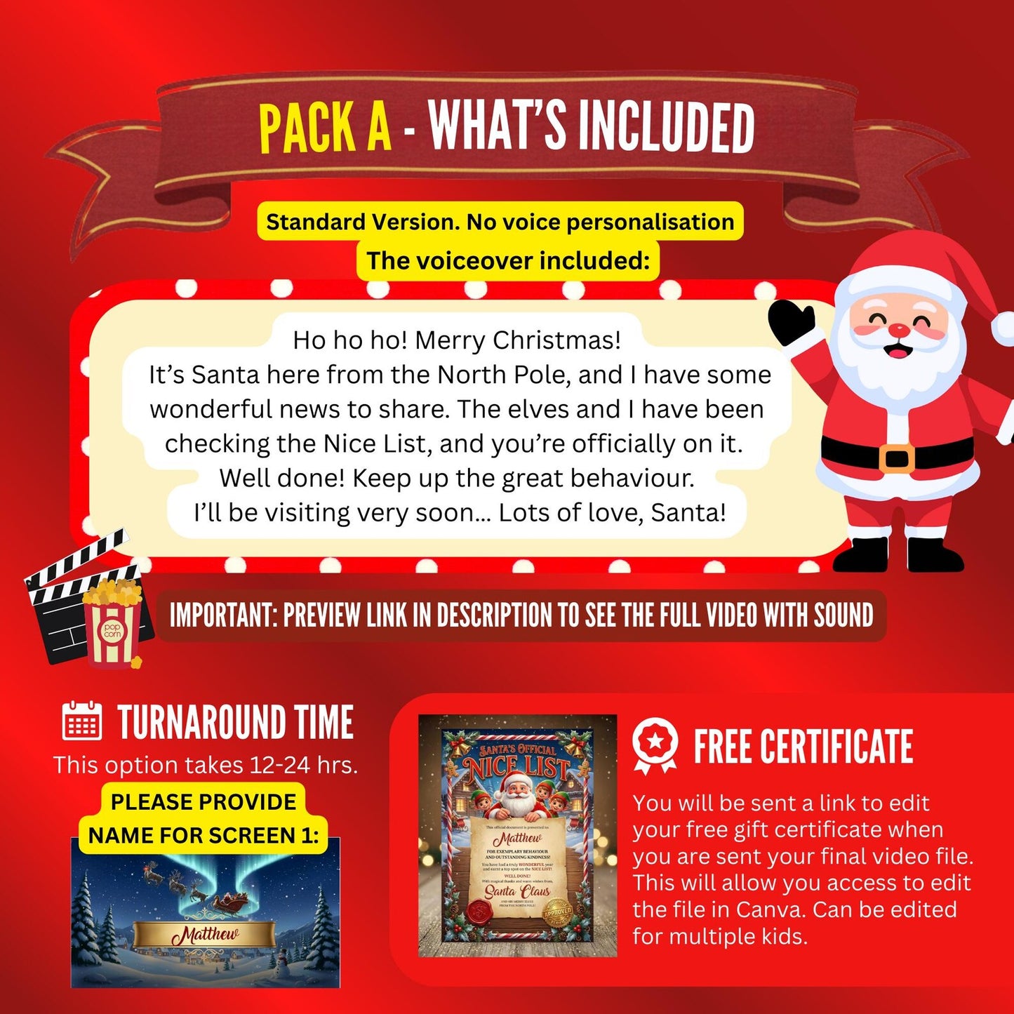 Personalized Santa Nice List Video