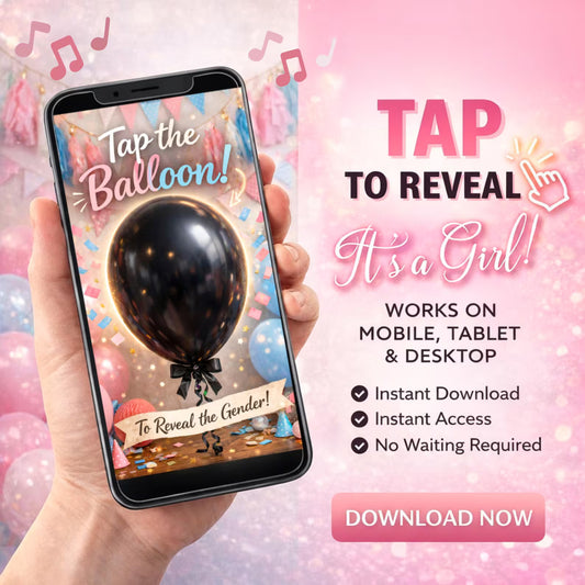 Interactive Gender Reveal Balloon Game | Tap to Reveal Baby Girl | Digital Download