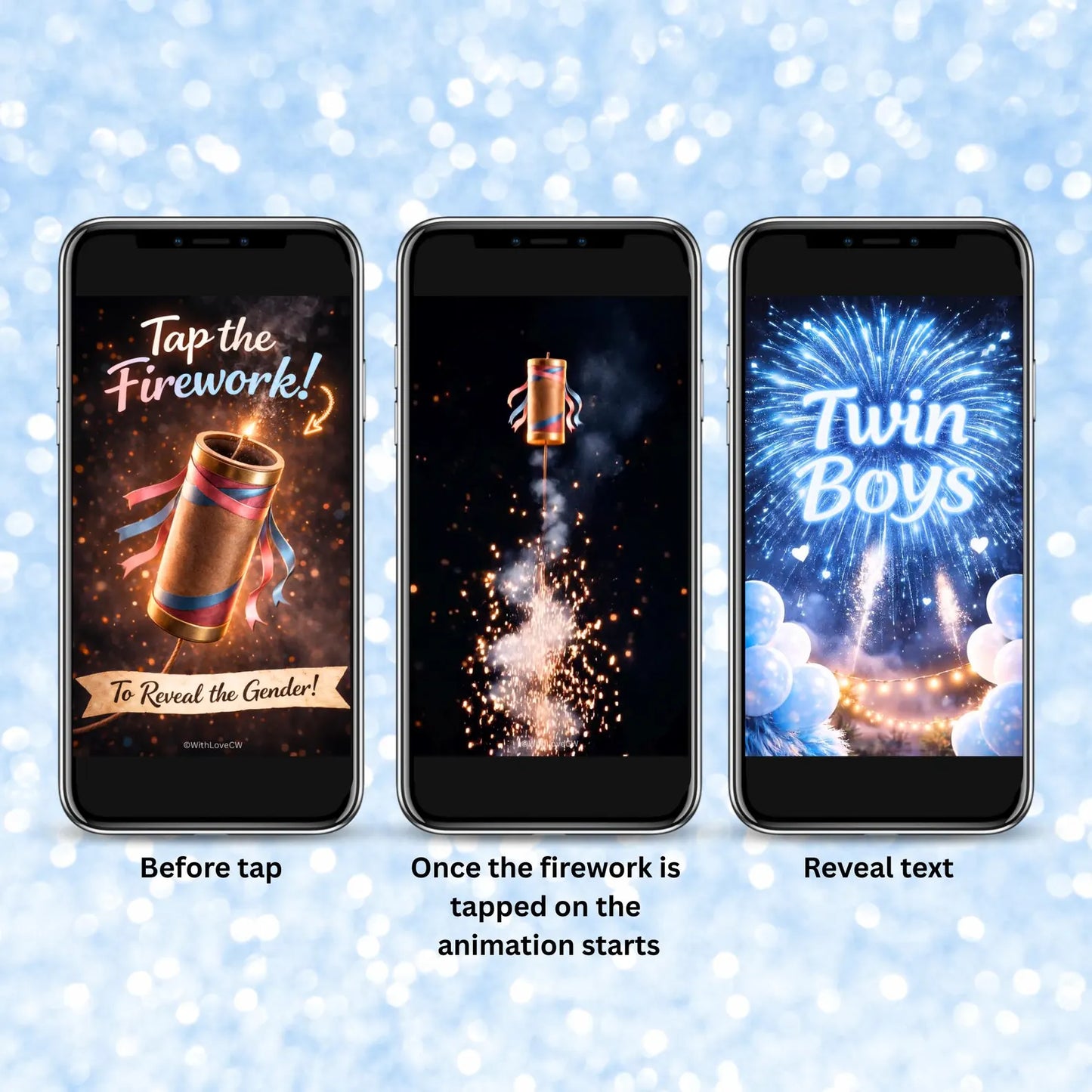 Interactive Gender Reveal Game | Tap to Reveal Twin Boys | Digital Download