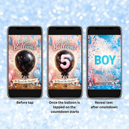 Interactive Gender Reveal Balloon Game | Tap to Reveal Baby Boy | Digital Download