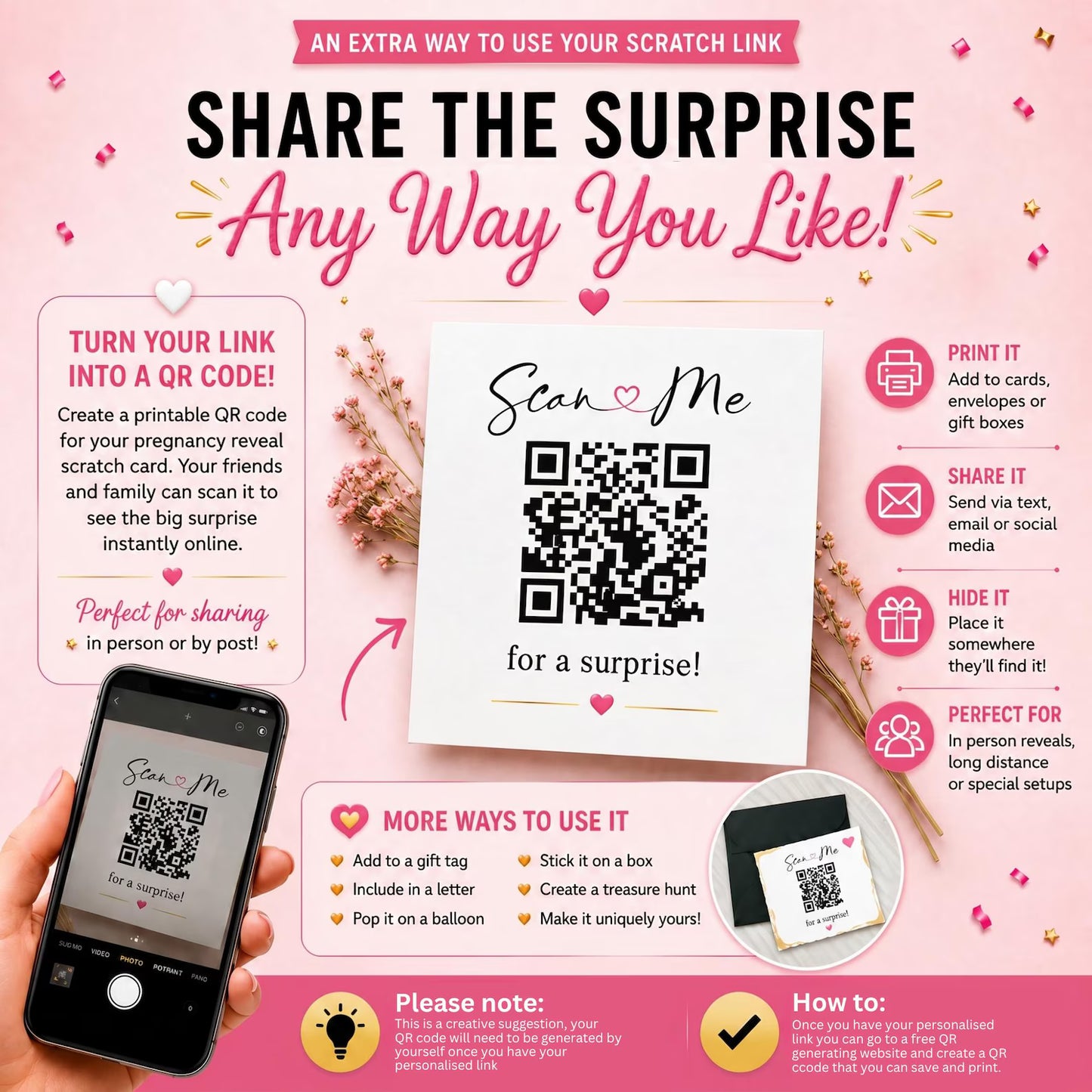Gender Reveal Bingo Game | Interactive Digital Scratch Reveal | Personalised Baby Gender Reveal | Custom Virtual Scratch Card