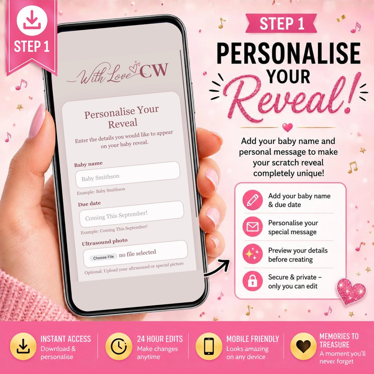 Gender Reveal Bingo Game | Interactive Digital Scratch Reveal | Personalised Baby Gender Reveal | Custom Virtual Scratch Card