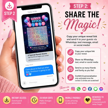 Gender Reveal Bingo Game | Interactive Digital Scratch Reveal | Personalised Baby Gender Reveal | Custom Virtual Scratch Card