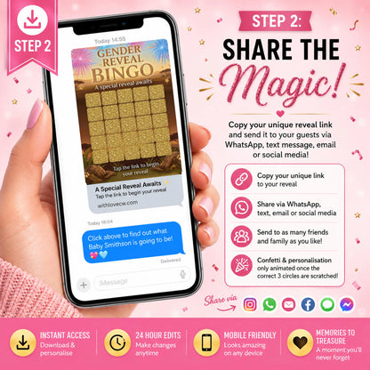 Gender Reveal Bingo Game | Interactive Digital Scratch Reveal | Personalised Baby Gender Reveal | Custom Virtual Scratch Card