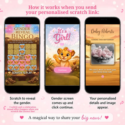 Gender Reveal Bingo Game | Interactive Digital Scratch Reveal | Personalised Baby Gender Reveal | Custom Virtual Scratch Card