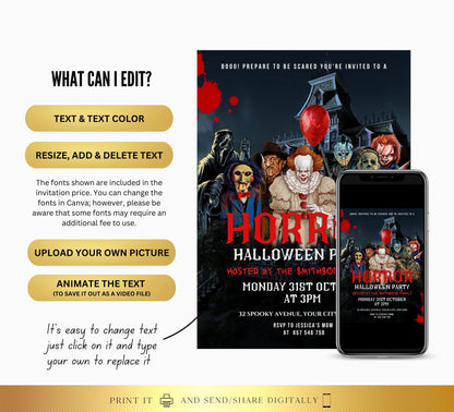 Halloween Horror Party Invitation Digital & Printable