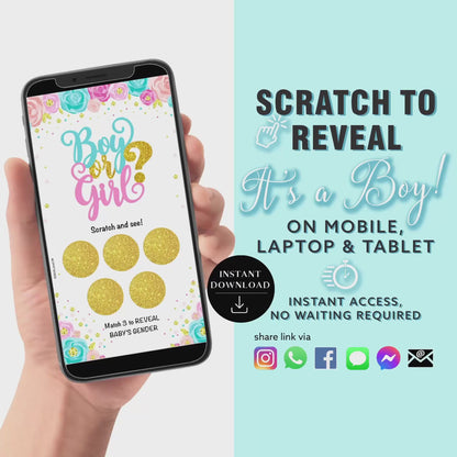 BOY Baby Gender Reveal Scratch Card