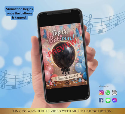 Interactive Gender Reveal Balloon Game | Tap to Reveal Baby Boy | Digital Download