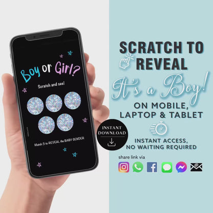 BOY Baby Gender Reveal Scratch Card