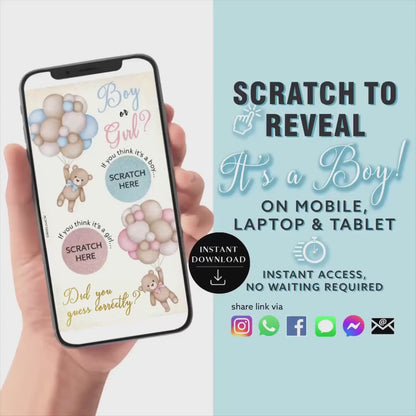 BOY Baby Gender Reveal Scratch Card
