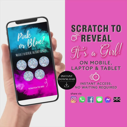 GIRL Baby Gender Reveal Scratch Card