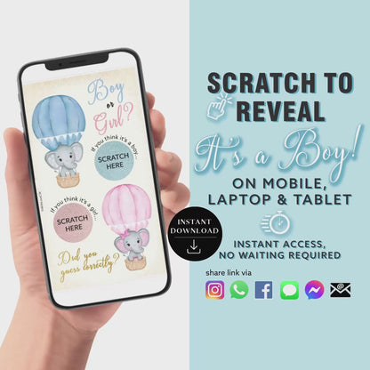 BOY Baby Gender Reveal Scratch Card