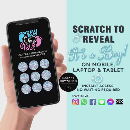 BOY Baby Gender Reveal Scratch Card