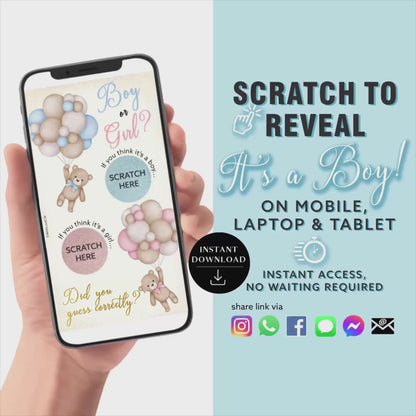 BOY Baby Gender Reveal Scratch Card