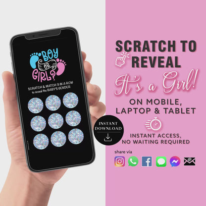 GIRL Baby Gender Reveal Scratch Card